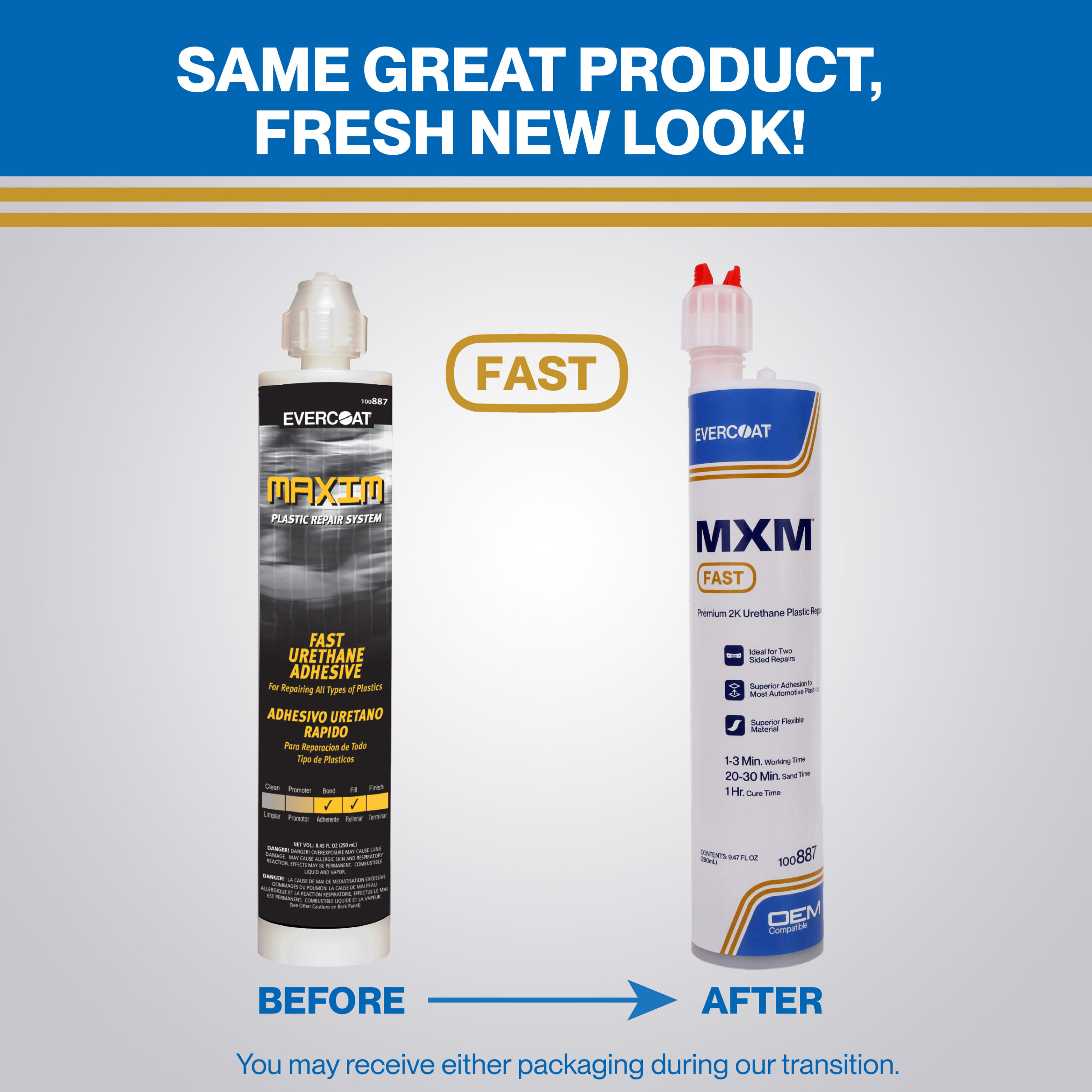 100887 - MXM™ Fast Premium 2K Urethane Plastic Repair Adhesive