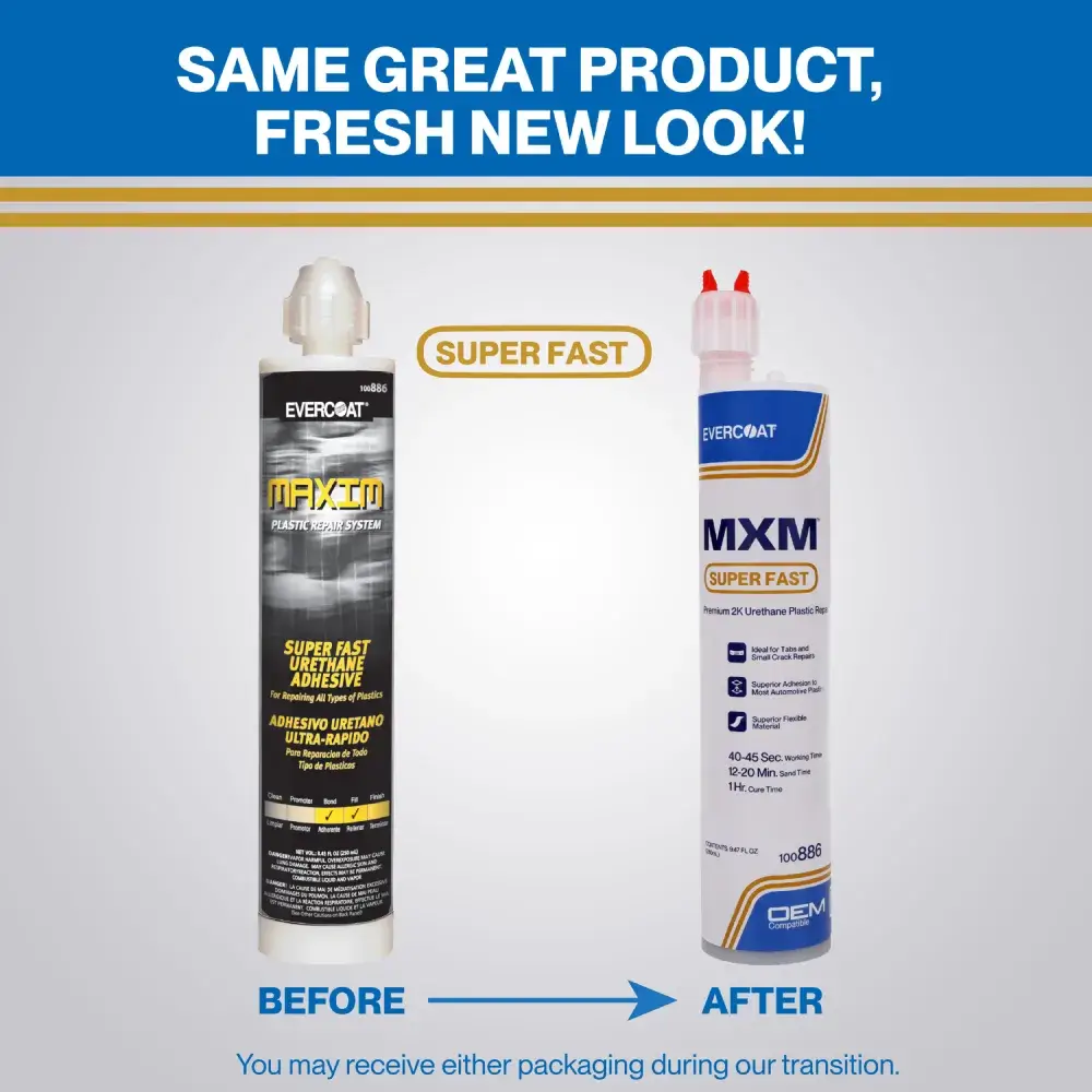 MXM plastic repair adhesive transition graphic