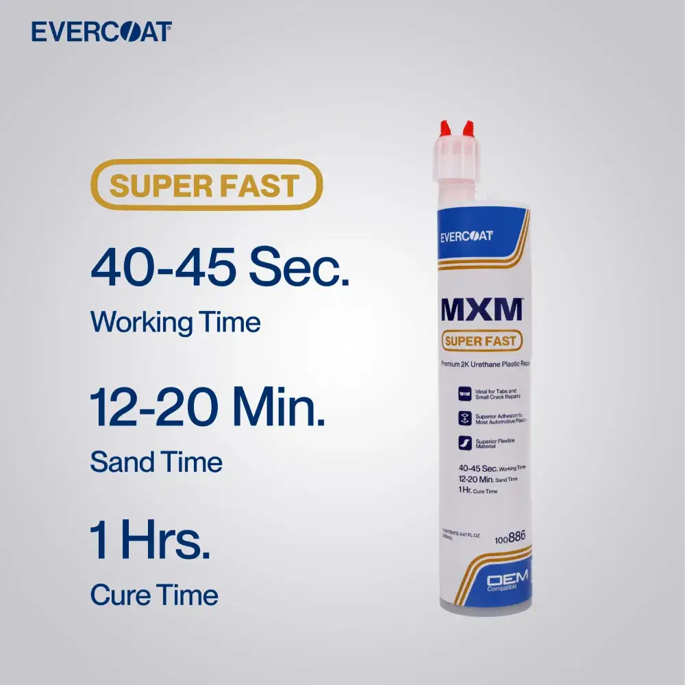 MXM plastic repair adhesive work time information
